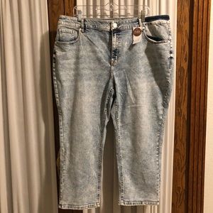 Lane Bryant High Rise Girlfriend Straight Crop Acid Wash Jeans